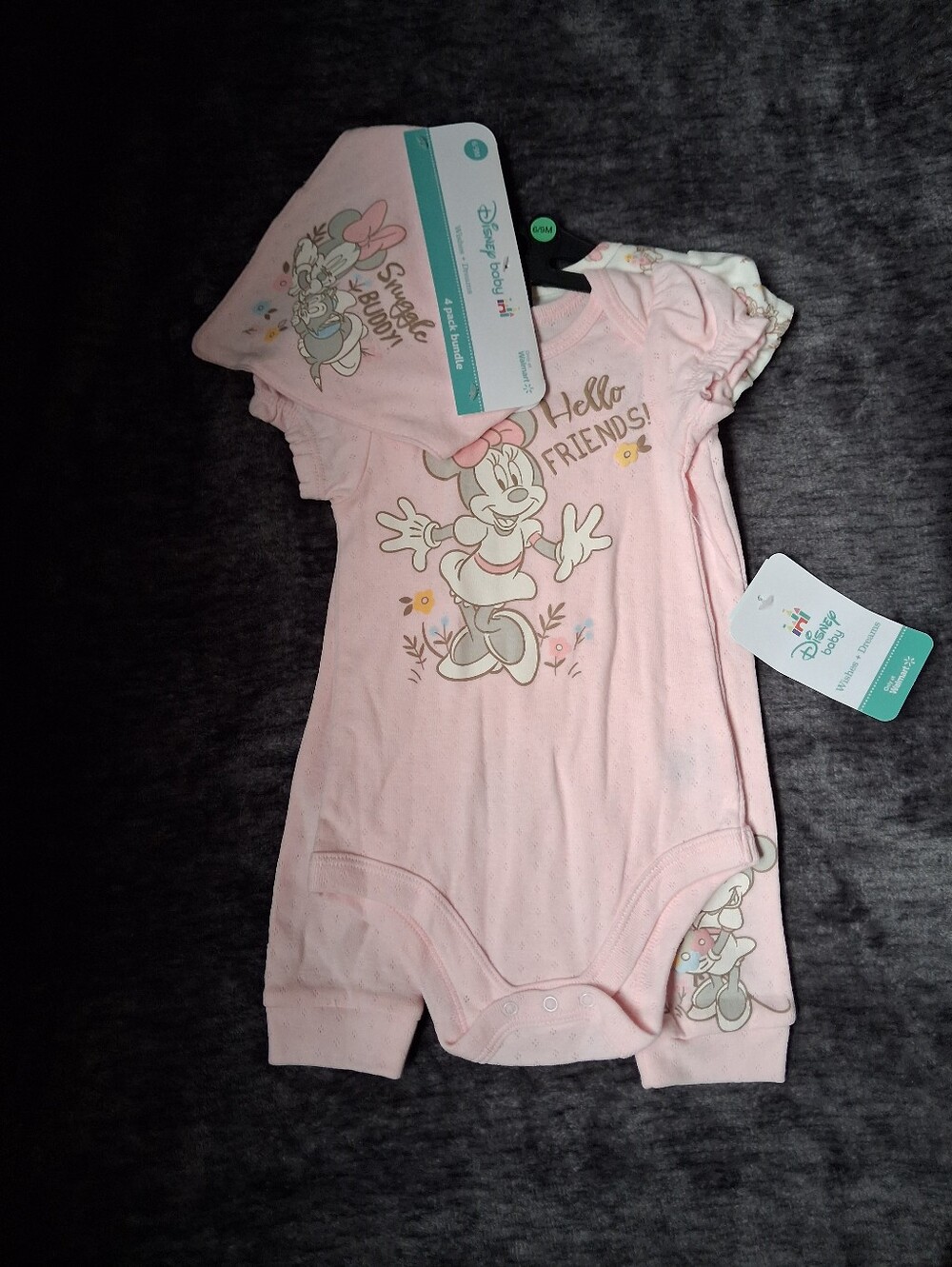 NWT 4pc Outfit/Set Disney Minnie Mouse Pink/Cream Baby Girl 6-9 Month